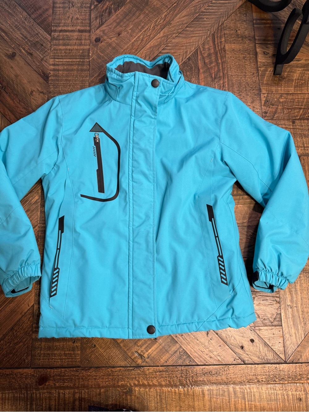 Creation Us Kids Size 8 Turquoise Blue Fleece Lined Winter Ski Snow Jacket